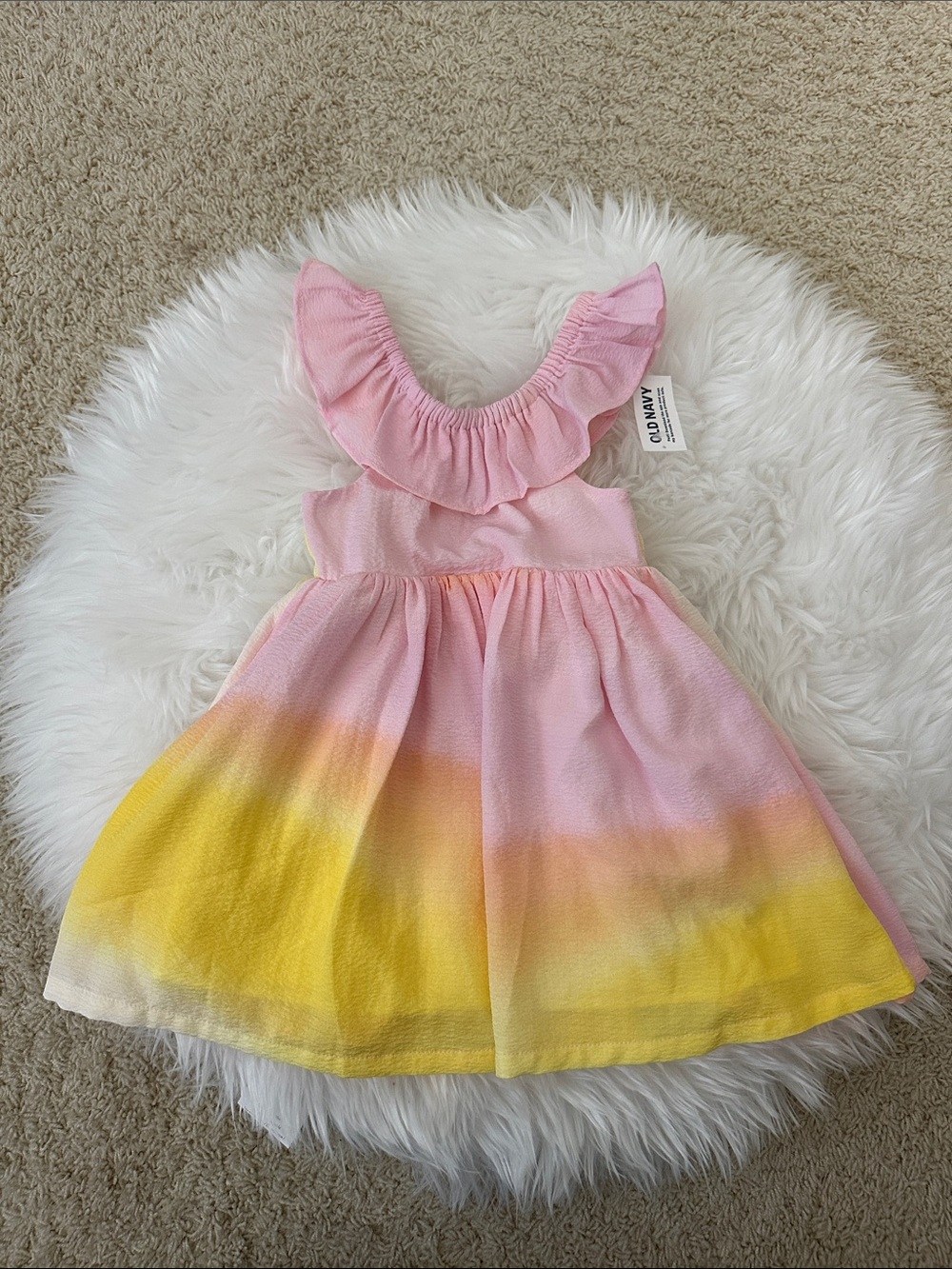 Old Navy Pink and Yellow Ombre Ruffle Sundress